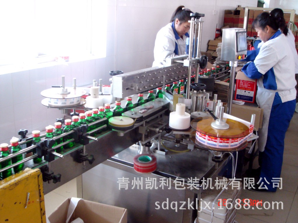 凯利供应不干胶圆瓶贴标机 全自动双面贴标机 扁瓶贴标机