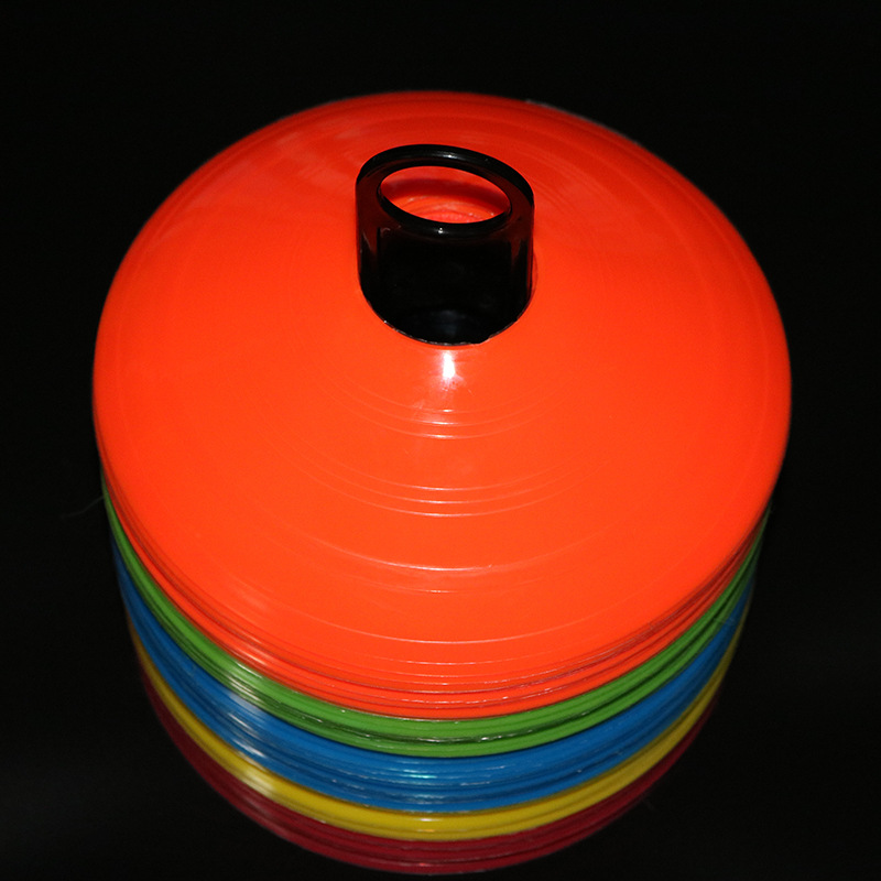 Self-produced and sold football training obstacle round mouth sign plate soft sign plate logo barrel football training plate