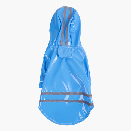 Foreign trade dog clothes spring and summer PU reflective pet raincoat dog hooded weatherproof raincoat