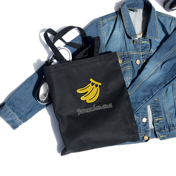 Nuevo hecho en casa básico simple todos los partidos diario práctico de gran capacidad verano fruta impresa bolsa de lona bolsa de hombro para las mujeres