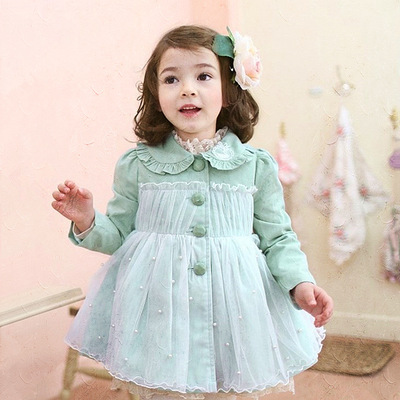 Korean original 2018 Autumn Classic style Children's clothing pure cotton Princess Dress Dress coat Goose
