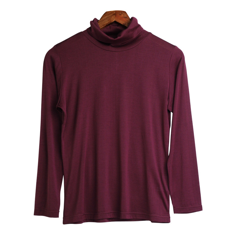 100 Silk Knit Turtleneck Long Sleeve T Shirt Soft Lightweight Solid Color Autumn Winter Womens Essential Top