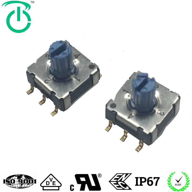 厂家生产7.2*7.2旋转编码开关0-F档，四档程式开关进口开关