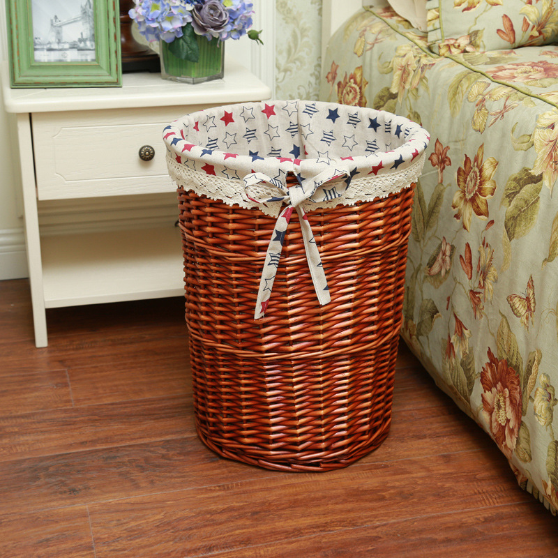 Cesta de lavandería Cesta de almacenamiento tejida de ratán con tapa Cesta de lavandería de mimbre cesta de lavandería tejida