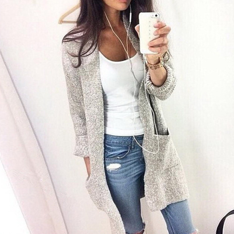 AliExpress popular 2023eBay nueva moda suelta cardigan manga larga Mediados de longitud punto ropa de mujer de comercio exterior
