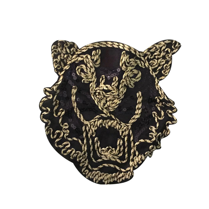 狼头布贴衣服补丁贴 时尚花边辅料 衣服补丁贴 三合一绳绣图案贴