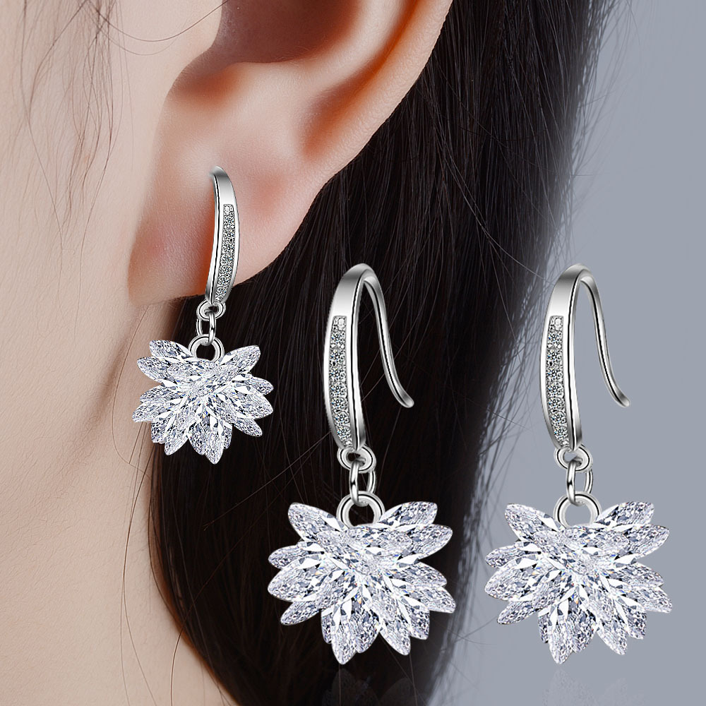 厂家直销批发冰凌花海豚耳环耳钉韩版冰花耳坠AAA锆石碎花耳饰耳