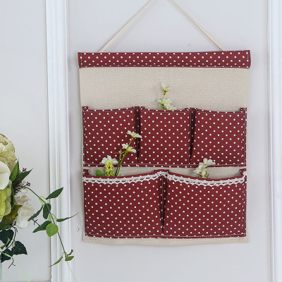 棉麻日式简约牛津布多层收纳袋挂袋卫生间门后创意储物袋