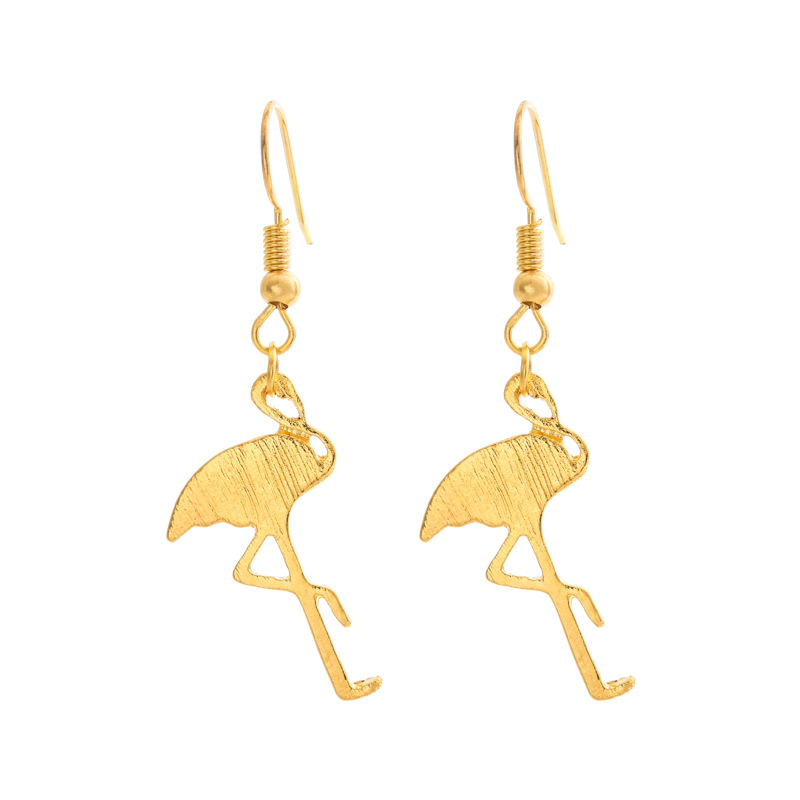 Best Selling Handmade Brushed Red-crowned Crane Earrings Fashion Animal Red-crowned Crane Alloy Earrings display picture 5