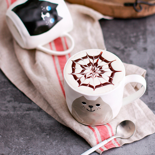 可爱卡通猫咪陶瓷咖啡杯 情人节创意情侣礼品水杯子波斯猫马克杯