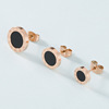 Black earrings stainless steel, golden accessory for beloved, European style, pink gold