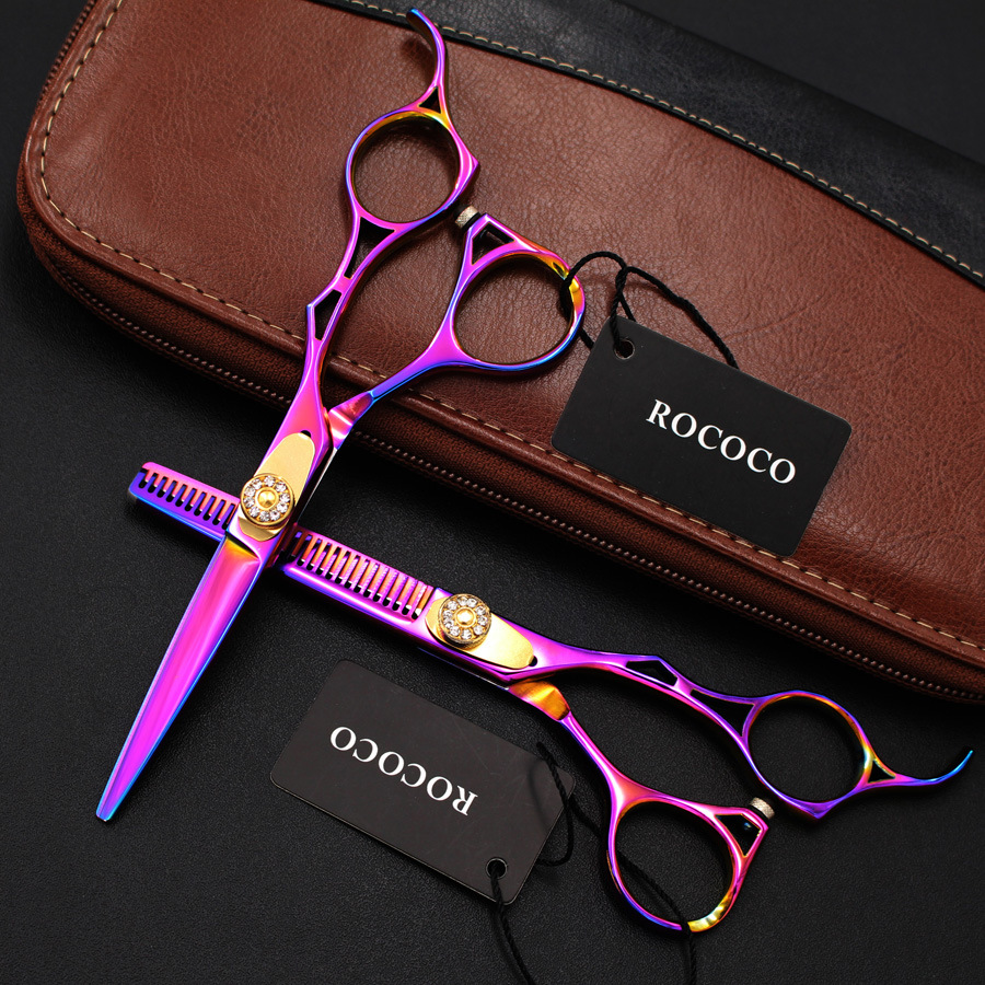 5.5寸 彩色 高档 手柄镂空 美发剪刀 理发剪 平剪刘海剪 牙剪打薄