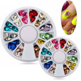 美甲12色水滴型混钻盒 5*8MM钻  6CM小圆盘系列 美甲饰品钻