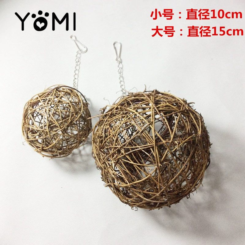 Оптовые игрушки для попугаев: натуральные большие игрушки-шарики из ротанга для жевания, качели для попугаев, подставка для попугаев, хит продаж для трансграничной торговли