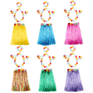 Hawaiian grass skirt 5-piece Children's Day performance hula dance set children adult grass skirt wholesale