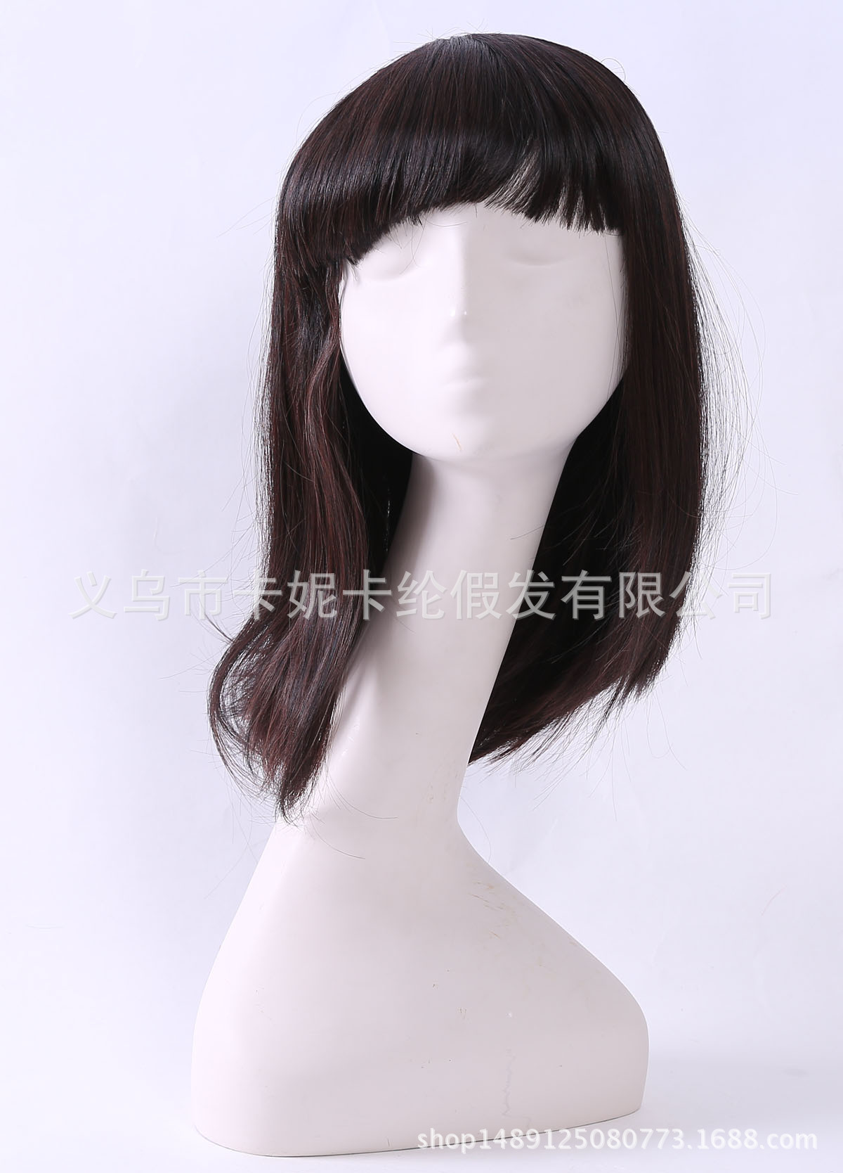 Peluca de moda popular peluca recta de longitud media para mujer flequillo peluca de cuero cabelludo realista para mujer