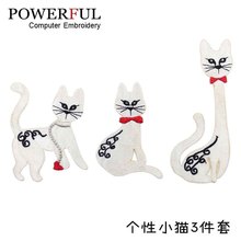 出口特色小猫咪 色丁贴布绣花标志 衣服装饰刺绣花样工厂专业订制
