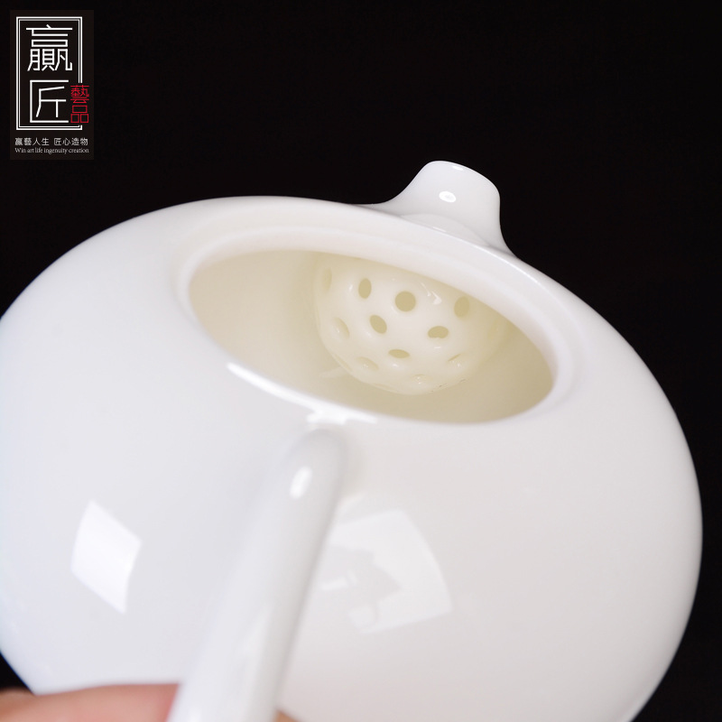 Ganar la artesanía moral porcelana blanca juego de té de Kung Fu tea de cerdo blanco Jade porcelana Xi Shi tetera cerámica fabricante de té sola olla