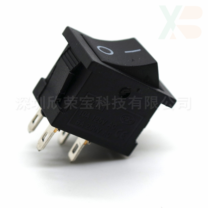 电源开关KCD1二档四脚控制开关15*21mm黑色全铜开关插座一开一关