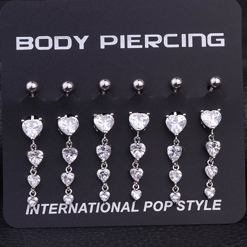 Mode Herz Rostfreier Stahl Eingelegter Zirkon Bauchnabelpiercing display picture 2