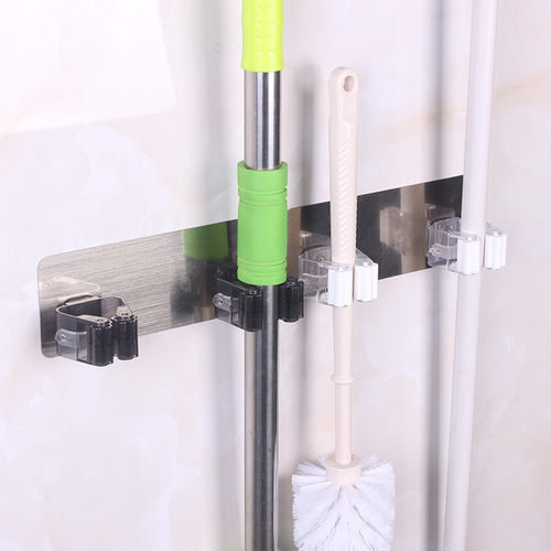 Brushed gray traceless mop hanger, mop clip, no need to punch, traceless broom, mop hook clip, mop holder