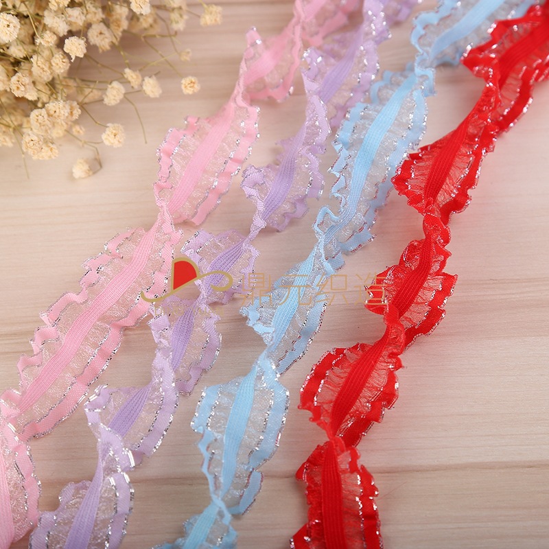 厂家直供批发双边木耳花边弹力带 婚庆伴娘手腕花松紧带服装辅料