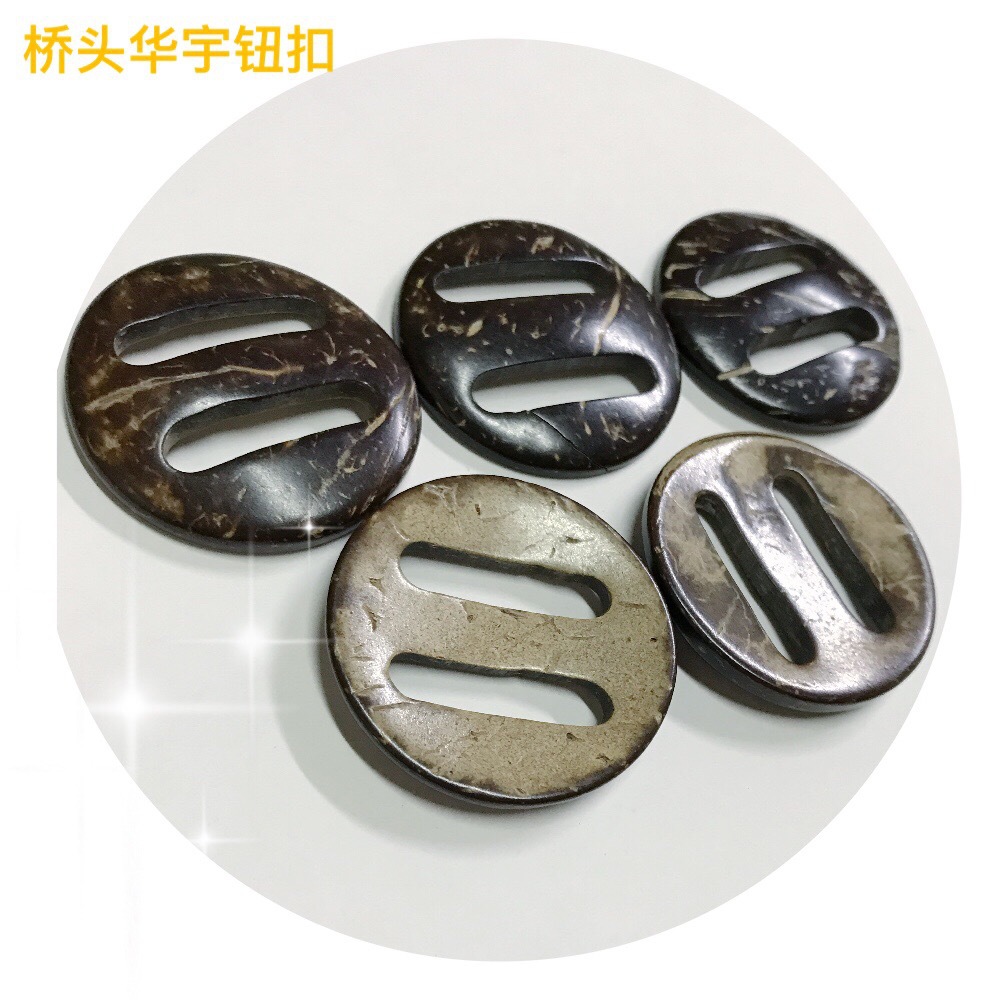 Natural coconut buckle cutting long eyes and waist buckle coconut…