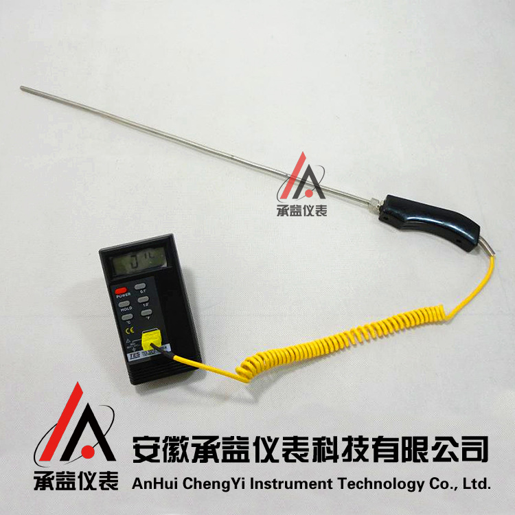 WRNK-187/104M手持大手柄K型铠装热电偶 锌/铝水高温炉用温度探头