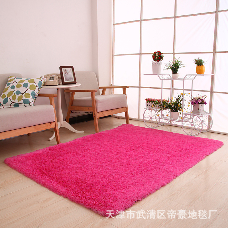 Alfombra de Pelo Largo de Seda Sintética para Sala de Estar, Dormitorio, Junto a la Cama, Resistente a las Manchas y Fácil de Cuidar, Alfombra de Dormitorio