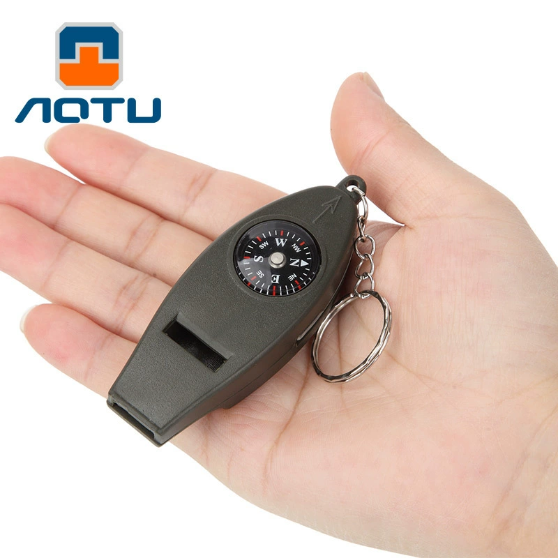 Вогнуто-выпуклый компас четыре в одном, портативный термометр с увеличительным стеклом, многофункциональный свисток, трансграничный свисток AT7595
