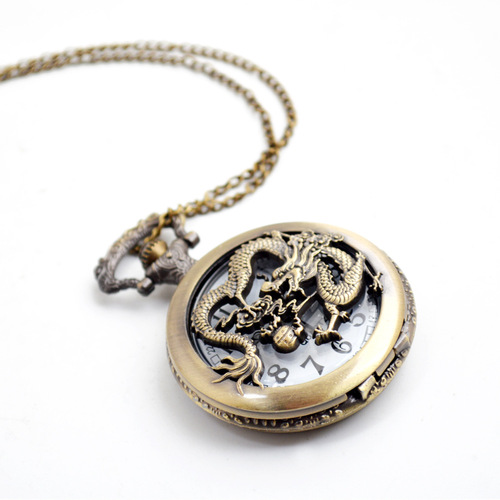2018 New Quartz Pocket Watch Wholesale China Dragon Engraved Pocket Watch Men's Chinese Style Fashion Quartz Pocket Watch