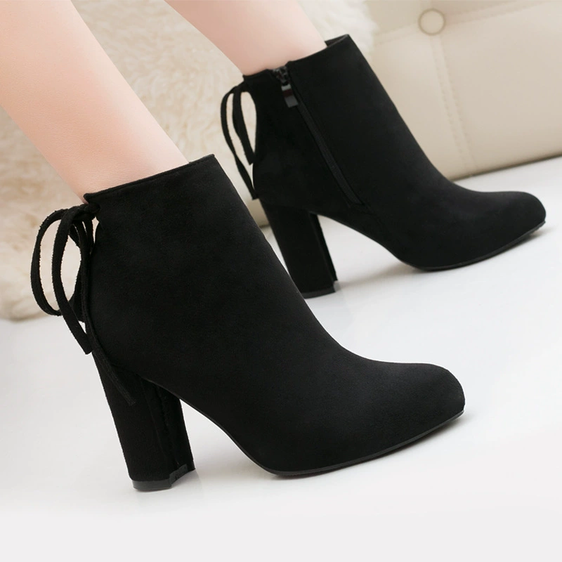 283-5 Европейский и американский ветер короткие женские сапоги каблук Замша Высокий каблук сексуальный ночной клуб с тонкой звездой