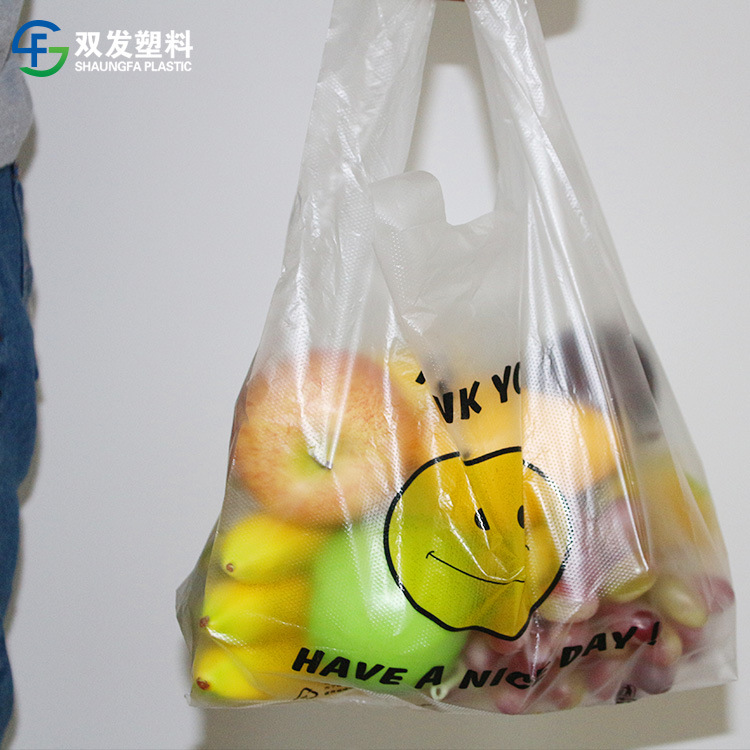 Smiley Bag Vest pocket thickening plastic bag vest gift Shopping Packaging bag Customize