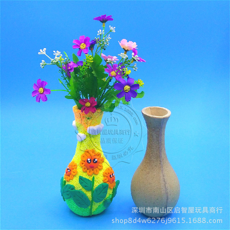 批发儿童手工diy木质花瓶收纳盒雪花泥珍珠粘土彩泥木制白胚花瓶 价格 厂家 哪里买 我有货 B 5yoho Cn