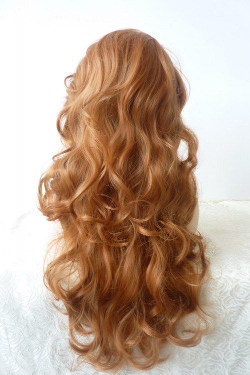 NEWLOOK W1092 maduro ondulado rollo de moda peluca de cabello largo peluca de encaje enseñanza peluca de cabeza