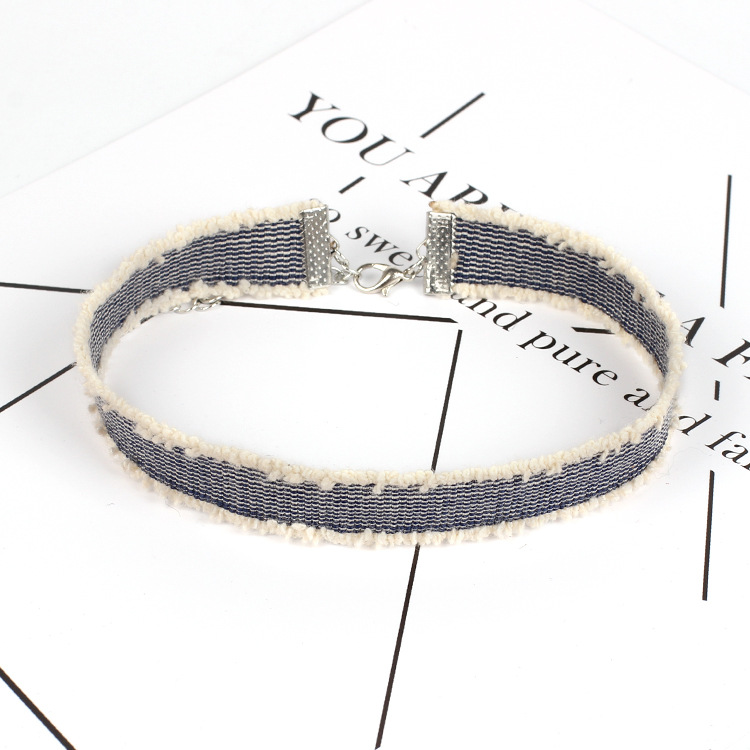 10g Weight Necklace Classification Wedding, Travel Occasion Women'S Gender White Color Fashion Burrs Denim Collar 1