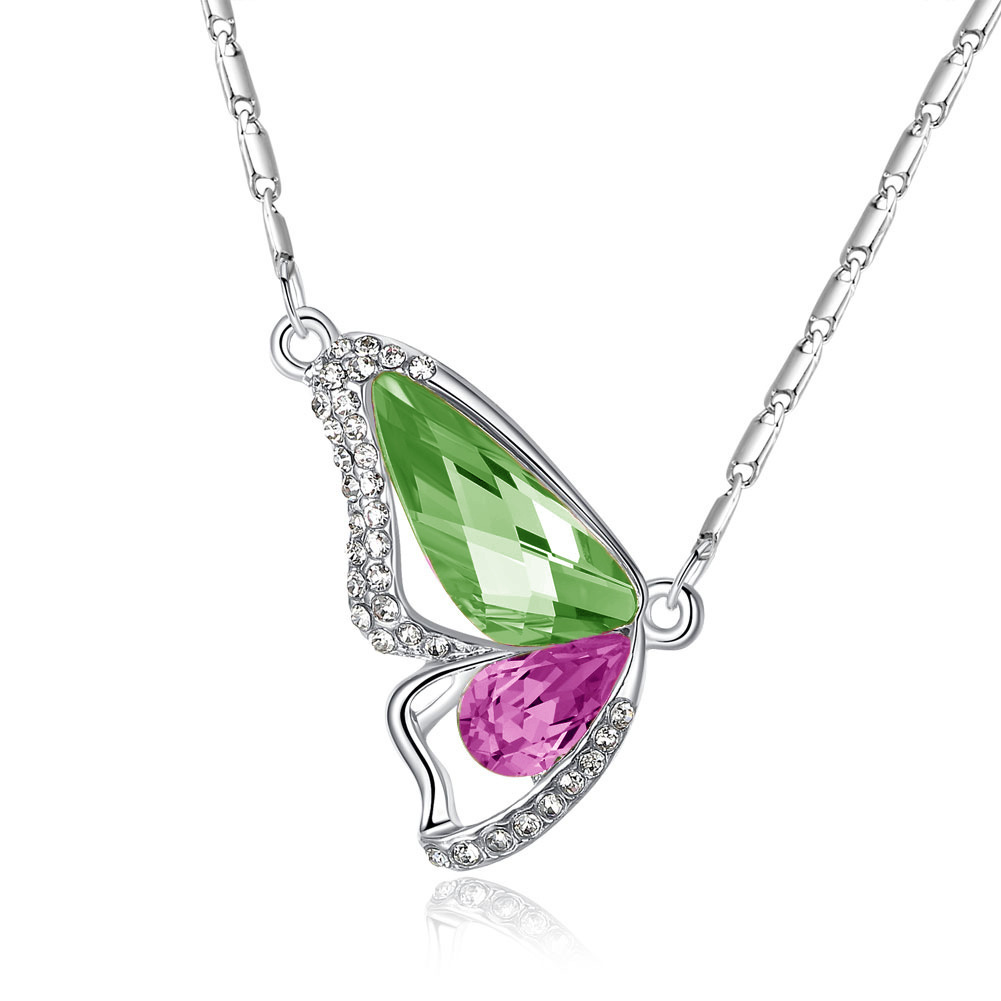 Alloy Chain Material 1 Piece Quantity Simple Style Butterfly Zircon Alloy Pendant Necklaces Wholesale