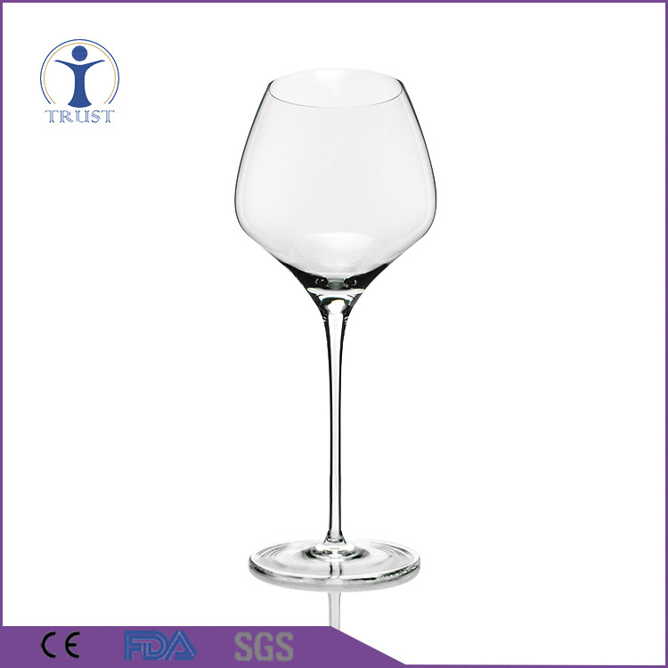 Capacious transparent glass wineglass