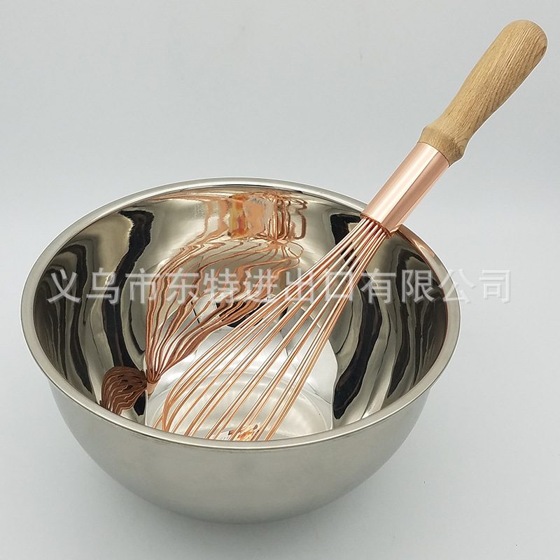 厂家直销不锈钢打蛋器玫瑰金橡木柄打蛋器8线搅拌和面器烘焙用品详情图9