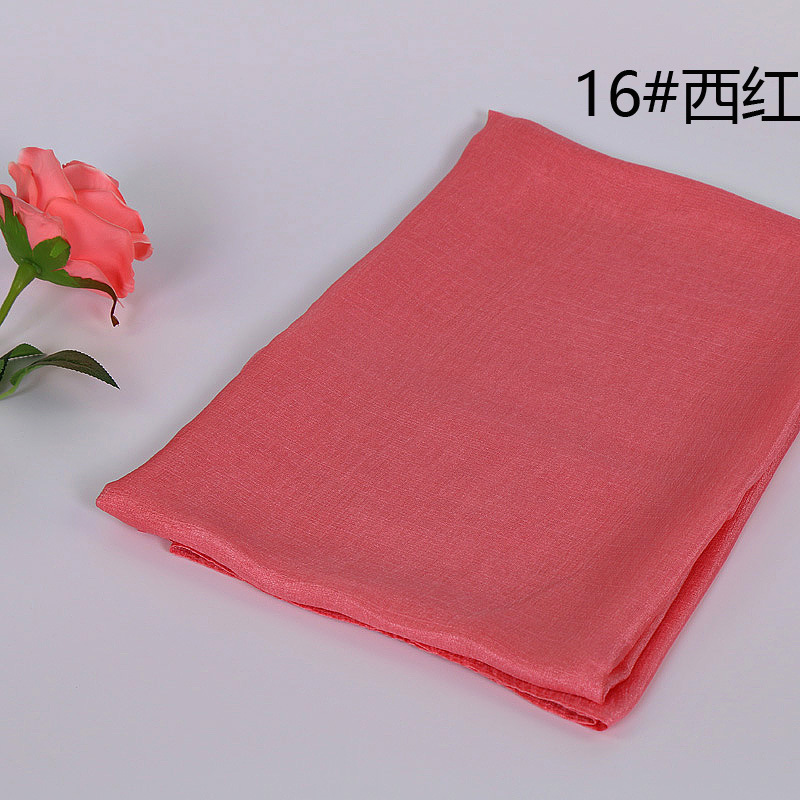 #16西瓜红 (2) -棉麻围巾批发 披肩头巾多用