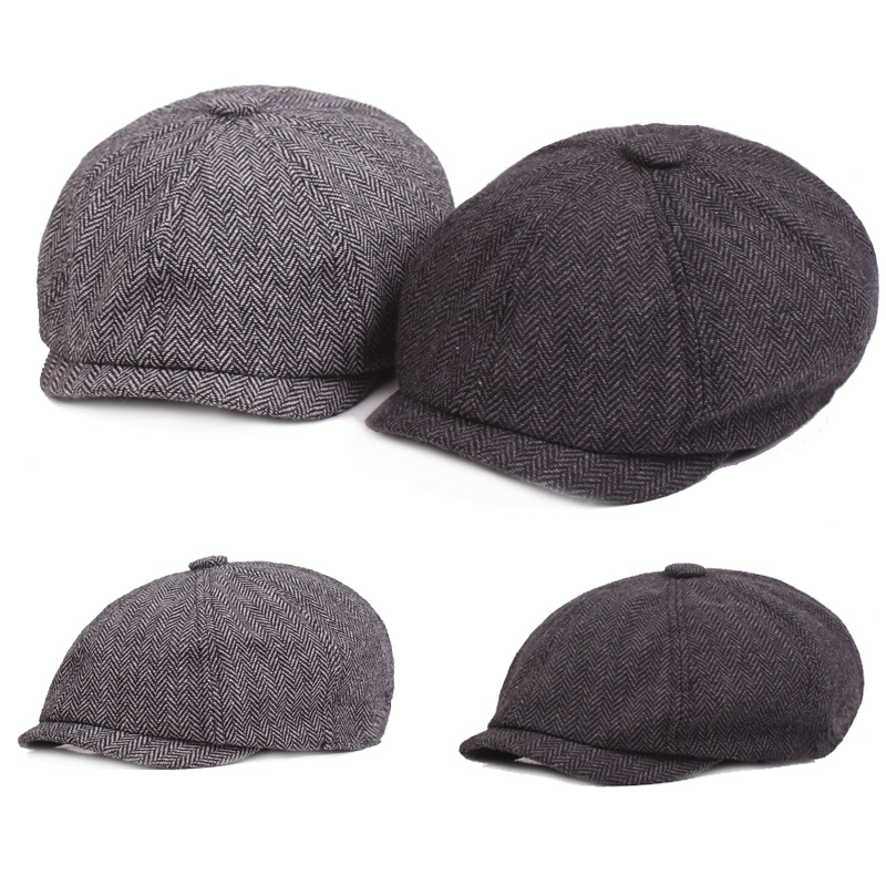 Men's Vintage Style Solid Color Flat Eaves Beret Hat display picture 1