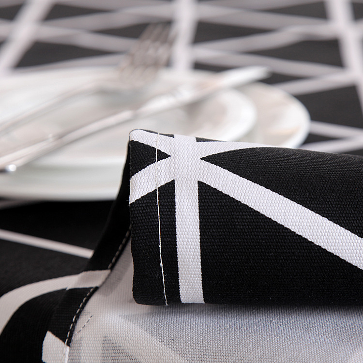 Modern Geometric Tablecloth Cotton Canvas For Kitchen And Dining_voghion.com