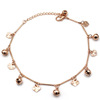 Fashionable jewelry, small bell heart shaped, golden ankle bracelet, European style, Korean style, pink gold