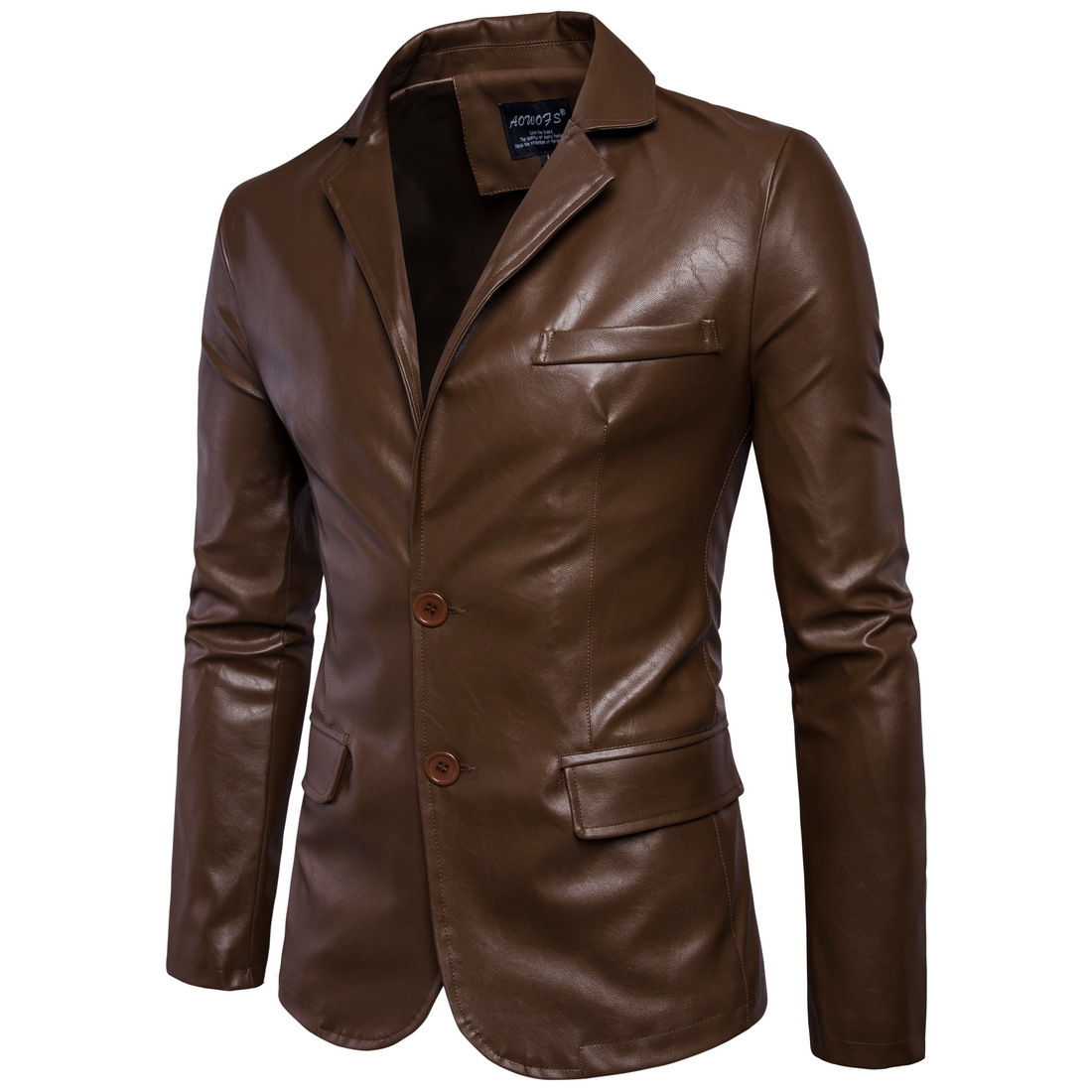 Autumn new men's Lapel slim fit leather suit large men's leather suit