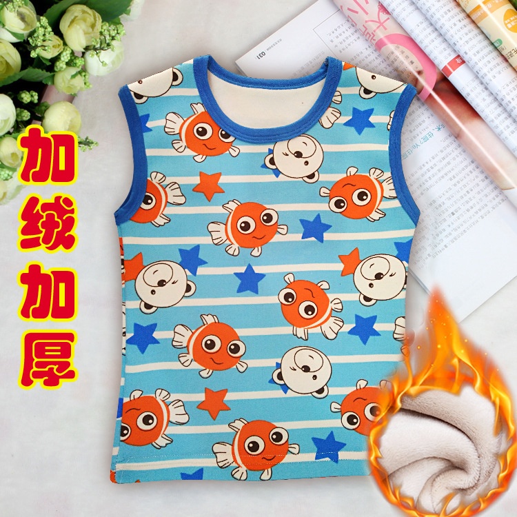 新款儿童背心童装上衣加绒加厚牛奶丝背心打底衣马夹男女童装|ru