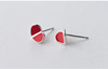 Cute red earrings heart shaped, silver 925 sample, Japanese and Korean, simple and elegant design, 925 sample silver