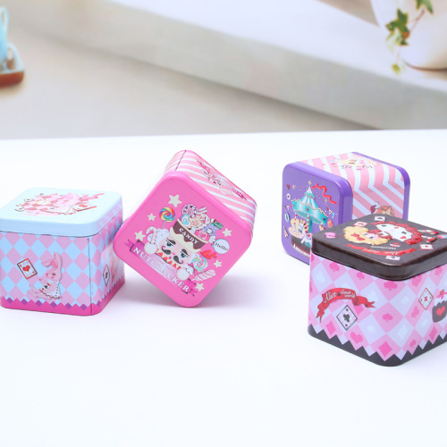 Creative Square Embossed Storage Box, Tin Cartoon Packaging Box, Metal Accessory Packaging Tin Box