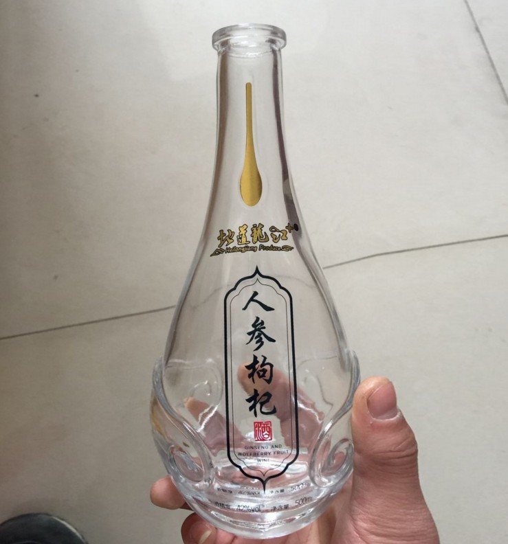 晶白料 500ml  一斤装枸杞酒瓶配玻璃盖 玻璃酒瓶 人参酒瓶