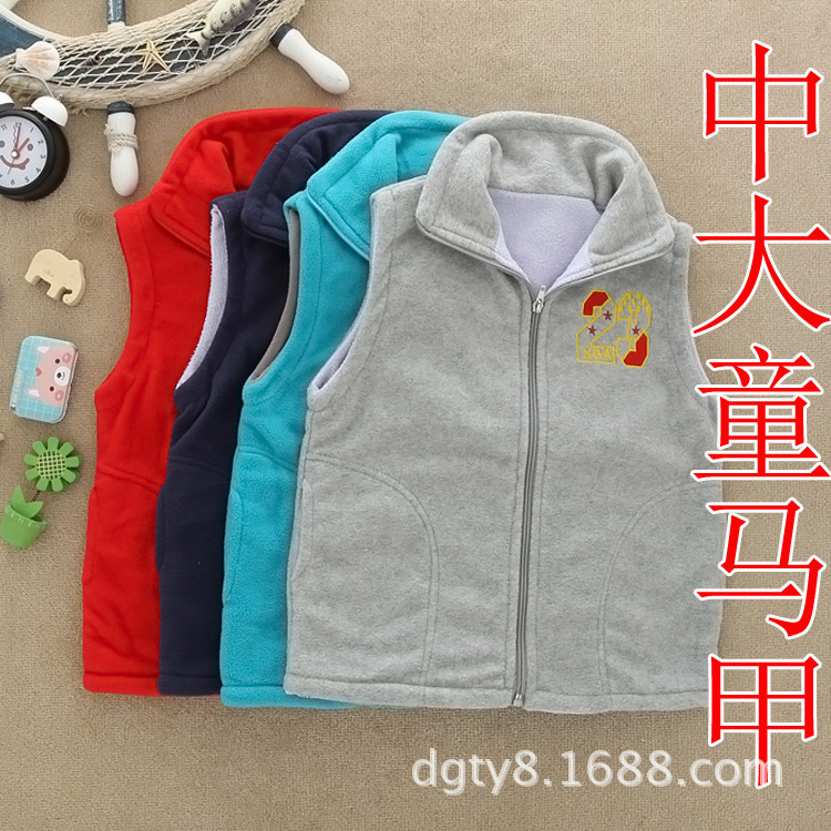 CUHK double-deck Autumn and winter Children's clothing Vest 8-13 men and women leisure time zipper Fleece children Vest