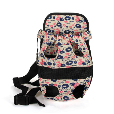 现货供应唇印印花狗狗背包宠物胸前包宠物外出包双肩猫狗包